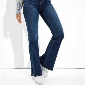 American Eagle // high waisted split hem next level stretch flare jeans